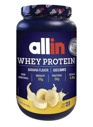 אולאין אבקת חלבון WHEY בטעם בננה 759 גרם allin