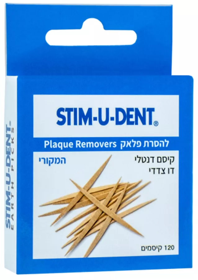 קיסם דנטלי דו צדדי מעץ Stim U Dent אריזת 120 יחידות