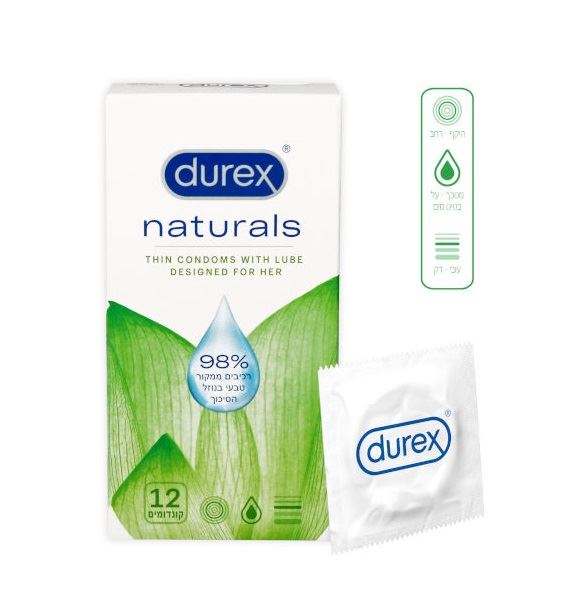 דורקס נטורל 12 קונדומים Durex Naturals