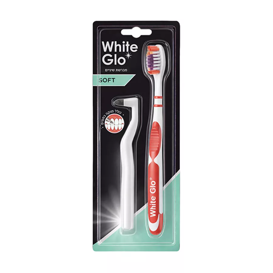 מברשת שיניים להלבנה סיבים רכים עם White Glo Stain Lifter