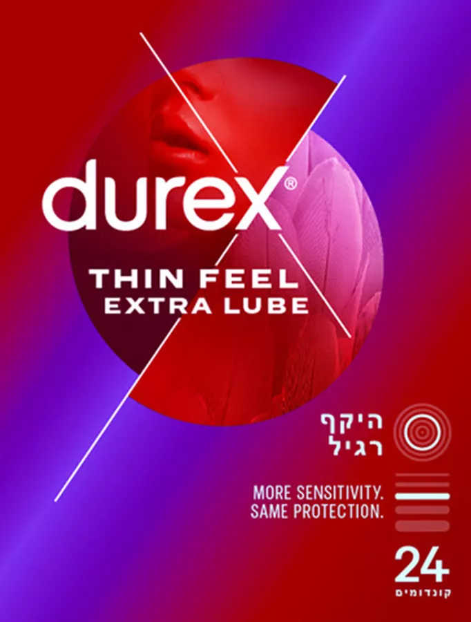 מארז 24 קונדומים דורקס ת'ין פיל אקסטרה ת'ין Durex Thin Feel Extra Thin