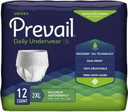 פריוויל תחתונים סופגים לבריחת שתן 12 יחידות Prevail XL
