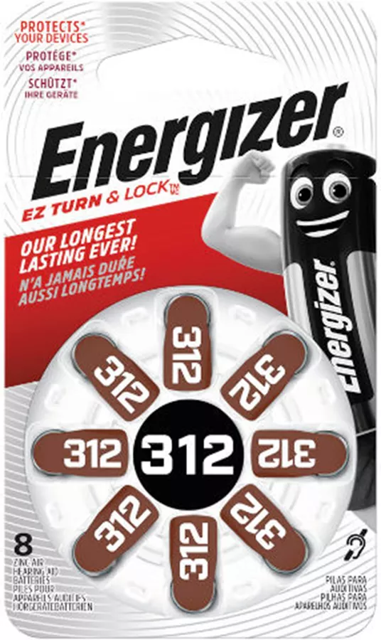אנרג'ייזר סוללות כפתור למכשיר שמיעה 312 Energizer