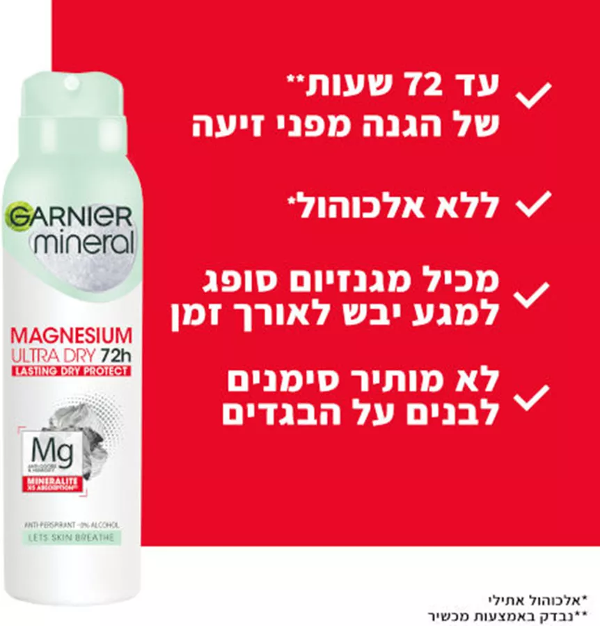 גרנייה דאודורנט ספריי מגנזיום אולטרא דריי Garnier
