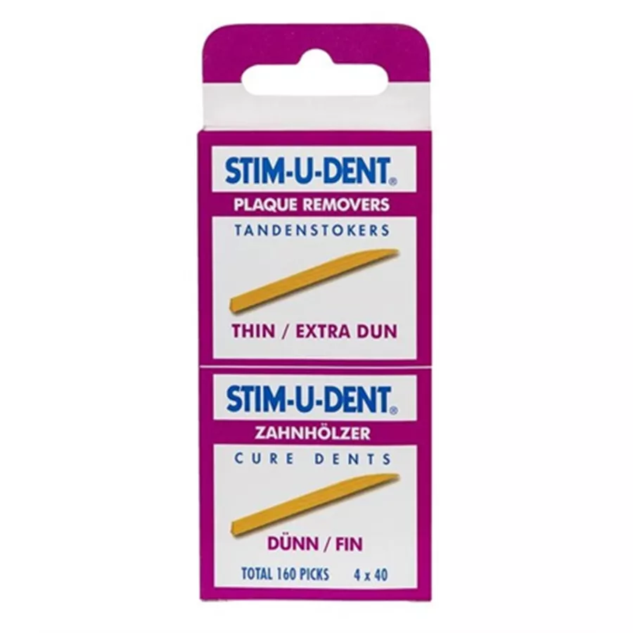 אריזת קיסמי שיניים דקים במיוחד סטימיודנט STIMUDENT מכילה 160 יחידות