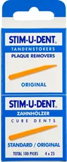 קיסמי שיניים דקים מעץ Stim U Dent אריזת 100 יחידות לניקוי בין השיניים