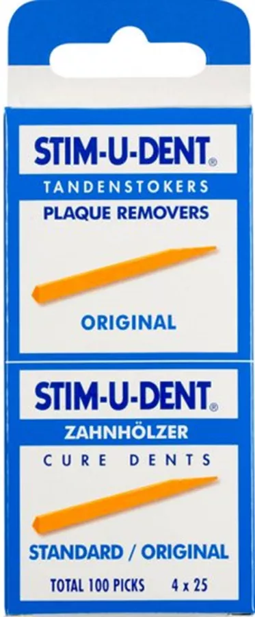 קיסמי שיניים דקים מעץ Stim U Dent אריזת 100 יחידות לניקוי בין השיניים