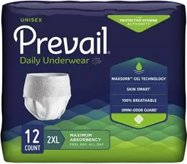 פריוויל תחתונים סופגים לבריחת שתן 12 יחידות Prevail XXL