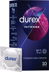 מארז 10 קונדומים דורקס אינטנס Durex Intense עם צלעות, נקודות וג'ל מעורר