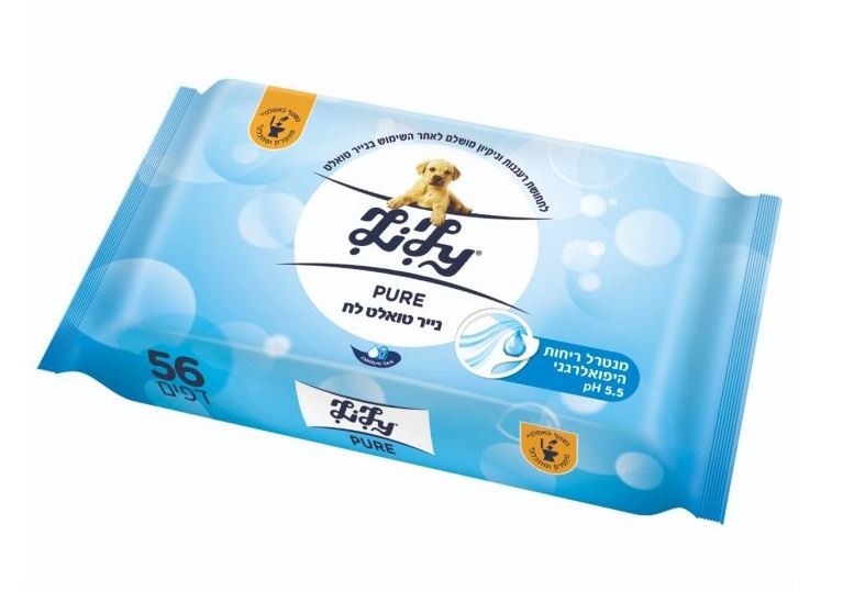 לילי PURE נייר טואלט לח נשטף באסלה 56 דפים