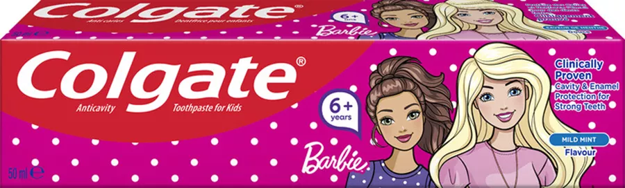 קולגייט משחת שיניים ילדים ברבי לגילאי 6+ לשיניים חזקות בטעם מנטה עדין Colgate