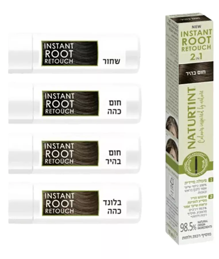 מסקרת שורשים Naturtint בגוון חום כהה לכיסוי שיער לבן ומילוי גבות