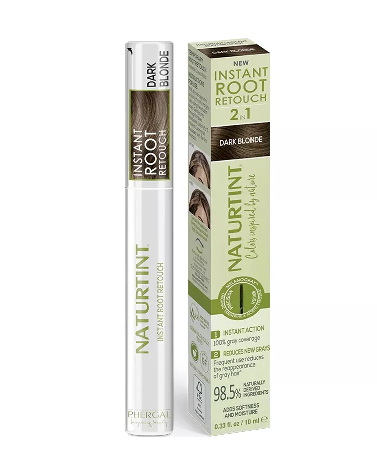 מסקרת שורשים Naturtint בגוון בלונד כהה לכיסוי שיער לבן ומילוי גבות