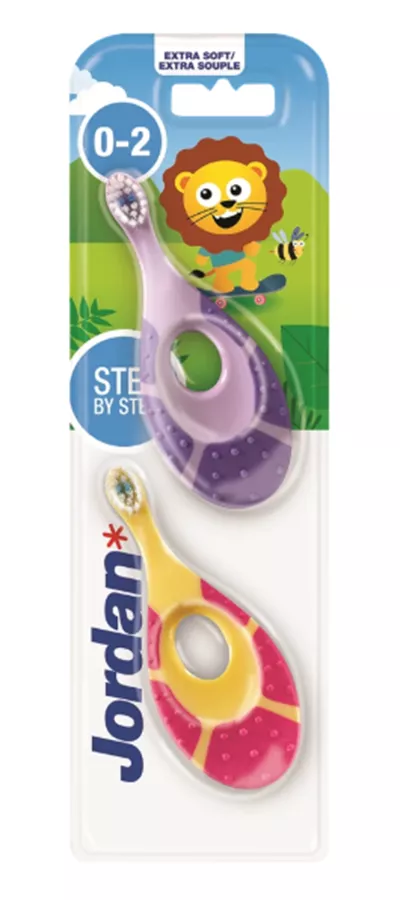 ג'ורדן זוג מברשות שיניים לתינוקות Step 1 (לגילאי 0-שנתיים) Jordan
