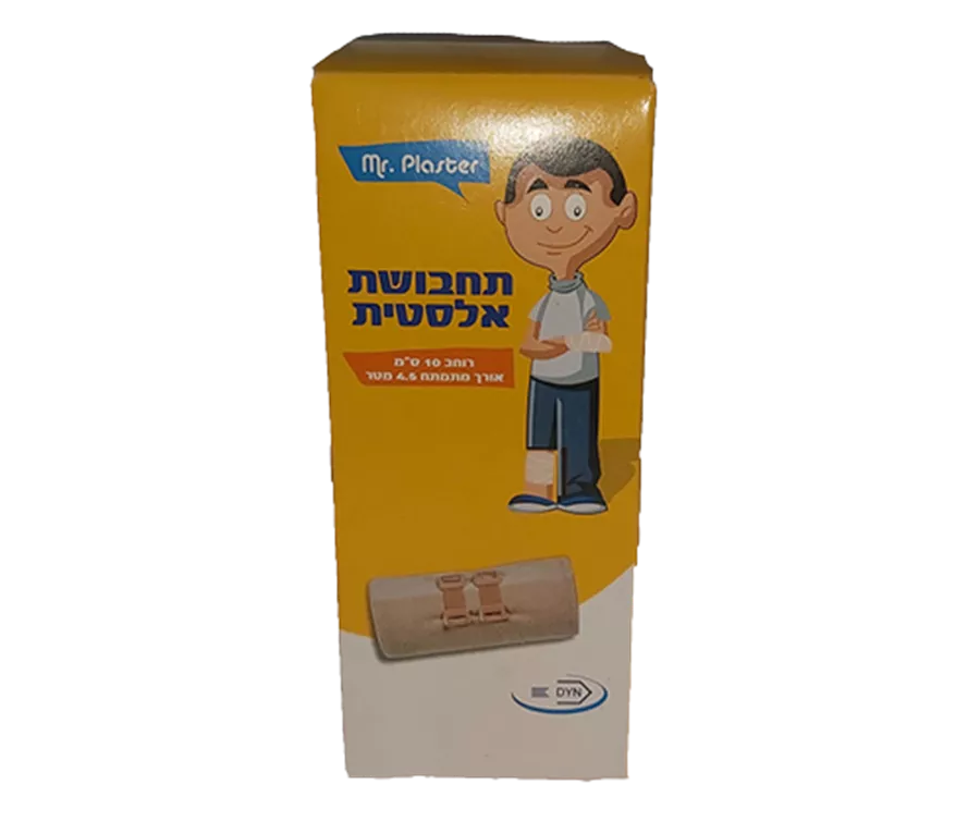 תחבושת אלסטית 10 סמ רוחב 4.5 מטר אורך Mr. Plaster לתמיכה בפציעות