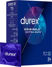 מארז 24 קונדומים דורקס סייף אקסטרה Durex Extra Safe בתוספת סיכוך